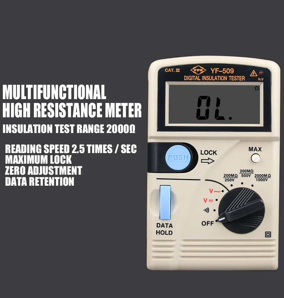 Цифровой измеритель сопротивления тестовый прибор для измерения изоляции 3-1/2