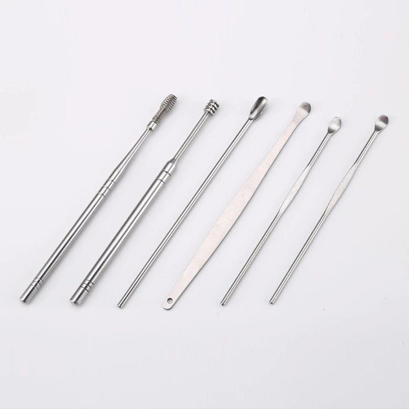 

2021 New 6-in-1 Pocket Ear Spoon Toothpicks Keychain With Portable Aluminium Alloy Bottle