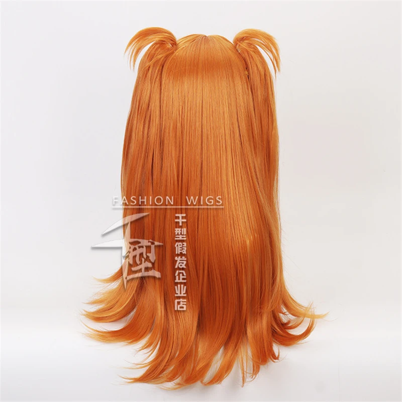 

Asuka Langley Soryu Wig Cosplay Costume Long Orange with 2 Ponytail Clips Heat Resistant Synthetic Hair