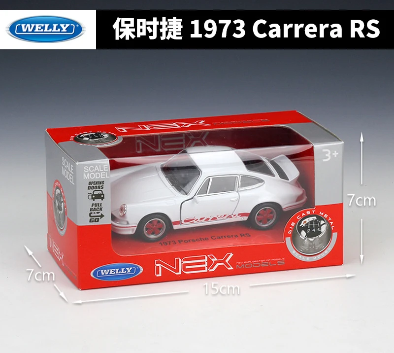 Модель литая под давлением автомобиля WELLY 1:36 Классическая модель Porsche Carrera RS 1973