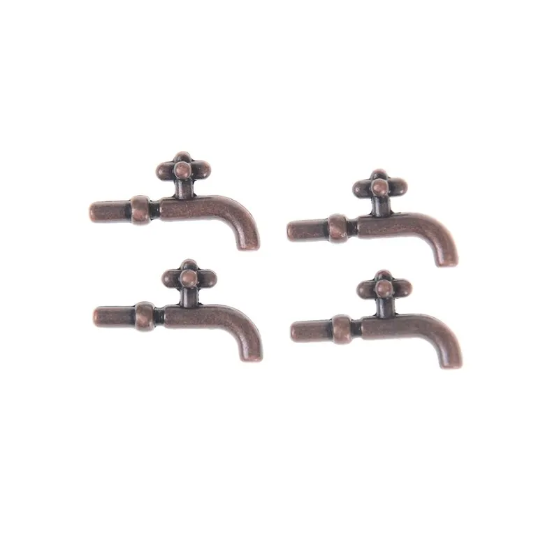 

1:12 Alloy Water Tap Faucet Dollhouse Miniature Faucet Furniture Dollhouse Bathroom Toys 2Pcs