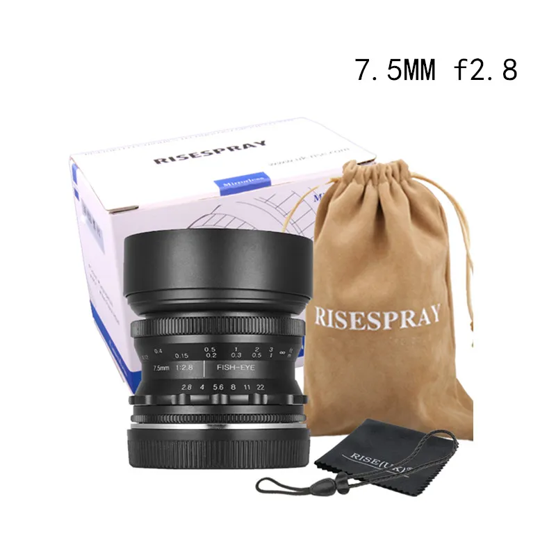 Объектив RISESPRAY 7 5 мм F2.8 рыбий глаз 180 ° для Sony NEX E mount Fuji XF APS C / Panasonic Olympus Macro 4/3