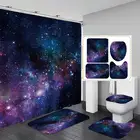 Занавеска для душа из полиэстера, нескользящий коврик для ванной, крышка унитаза, набор украшений для дома и ванной комнаты, фиолетовая голубая галактика