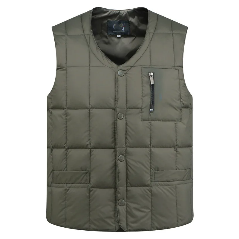 

Jacket White Duck Down Vest Men Autumn Winter Warm Sleeveless V neck Down Lightweight Waistcoat Fashion Men Winter Jacket Coat