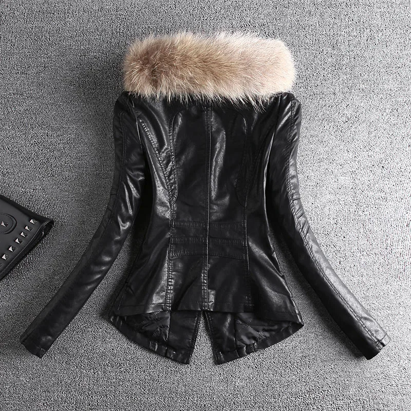 Korean Style Pu Leather Jacket Women 2021 New Long-Sleeved Slim Slimming Motorcycle Leather Jacket Female Tide Zipper Pocket B28
