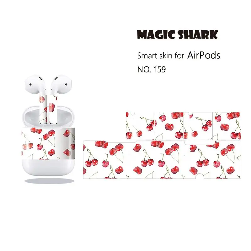 Magic Shark PVC Shockproof Fruit Grape Pineapple Orange Berry Earphone Case Cover Sticker Film for Apple Airpods 156-165 |