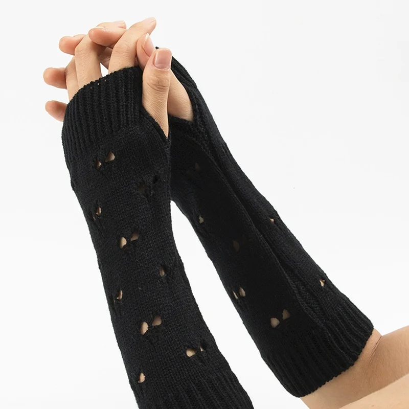 

Women Knitted Gloves Fingerless Long Gloves Wrap Arm Warmer Autumn Winter Warm Soft Fingerless Glove Sun Protection Gloves