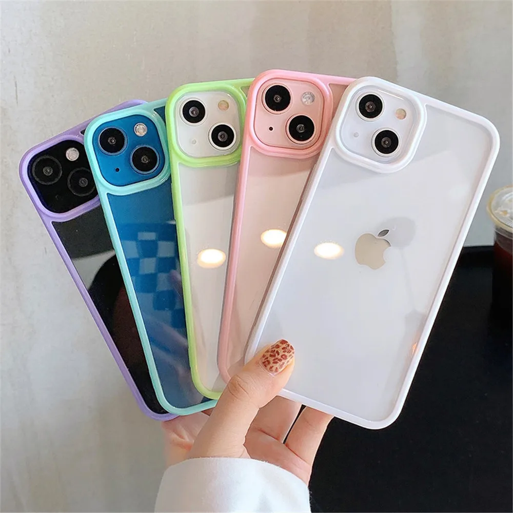 

Pink Candy Shockproof Silicone Bumper Case For iPhone 11 12 13 Pro Max X XS XR Max 8 7 Plus Transparent Protection Back Cover