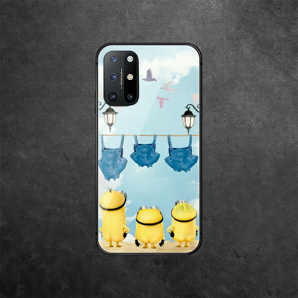 

Miniones Yellow Cute Tempered Glass Phone Case Cover For Oneplus Oppo Realme A53 Find X 2 3 5 6 7 8 9 T Pro Nord Gt Neo Painting