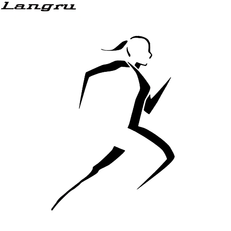 Langru 9 2*13 см Забавная девушка переводная картинка для бега триатлона силуэт