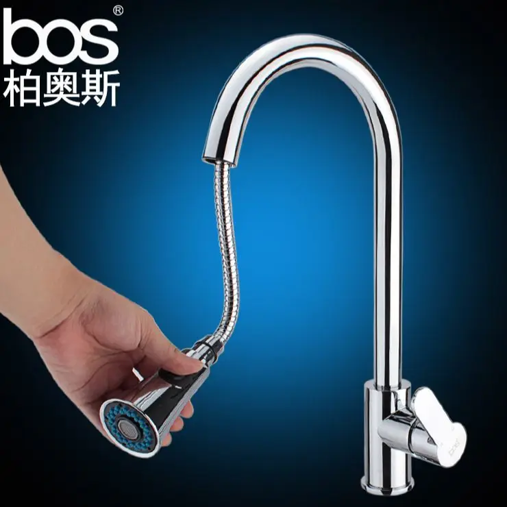 

BOS superior 100% copper kitchen faucet hot and cold sink telescopic spring vegetable basin faucet lead-free healthy and durable
