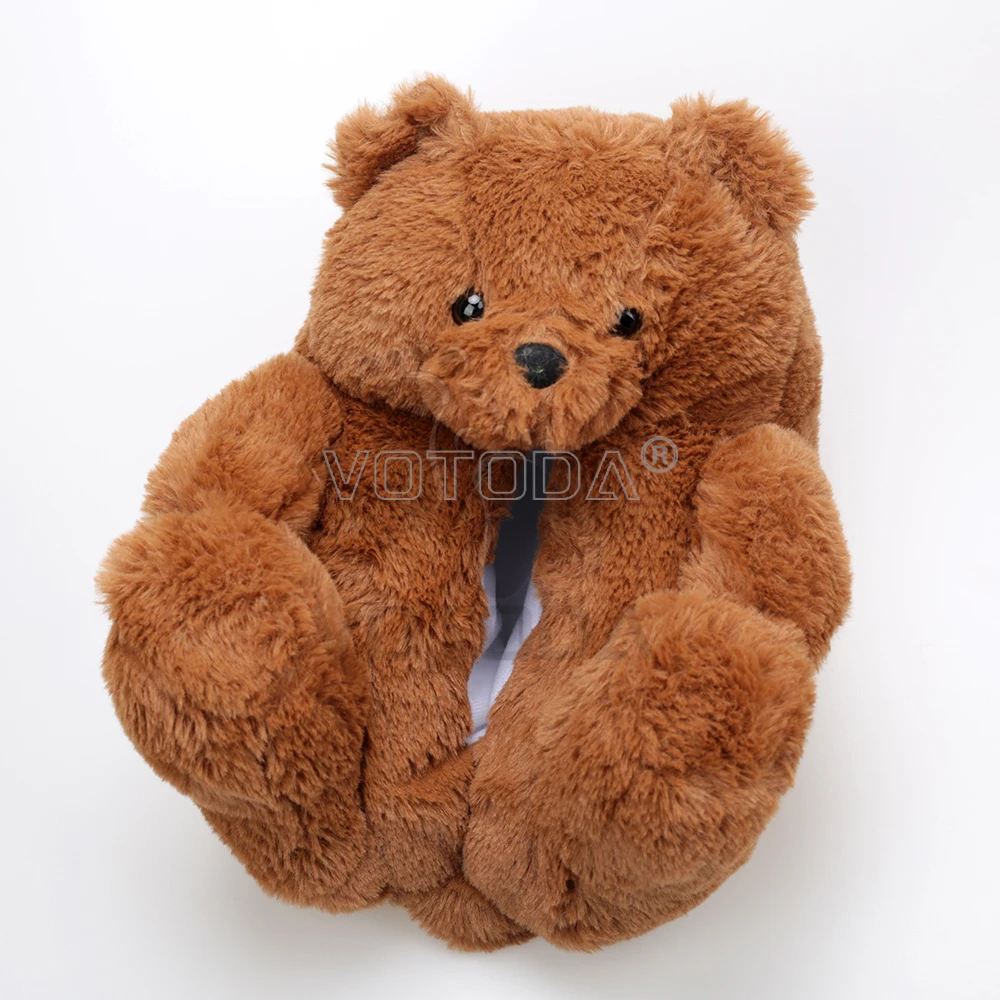 Плюшевые тапочки для детей милые Мультяшные меховые сланцы детские домашние