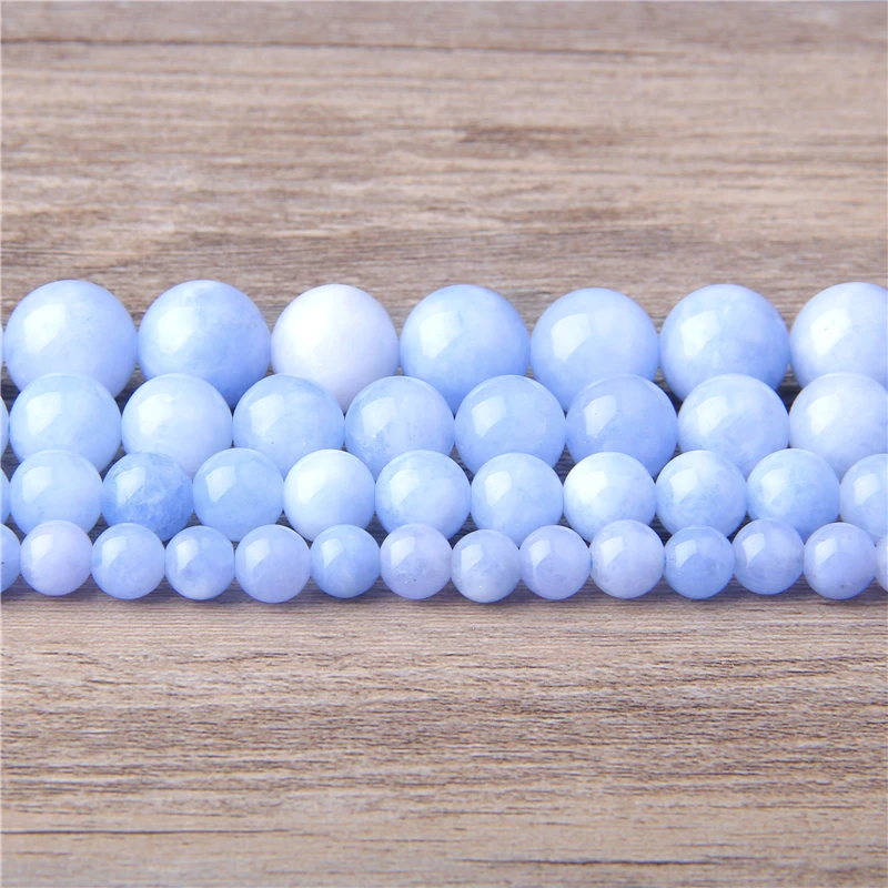Aquamarines бусины из халцедона натуральный камень ангелита круглые для изготовления