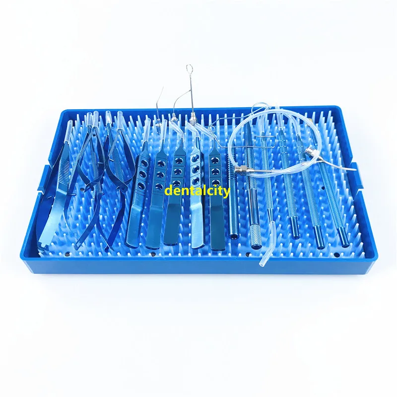 Doule layer -21pcs 21 шт. титановая катаракта набор глаз с лотком для стерилизации коробка cas офтальмологические хирургические инструменты - Цвет: Doule layer -21pcs