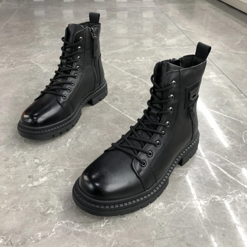 

2022 New Riding Boots Men's High-top Autumn And Winter Black New Soft-soled European Version Of The British Casual Tooling Boots