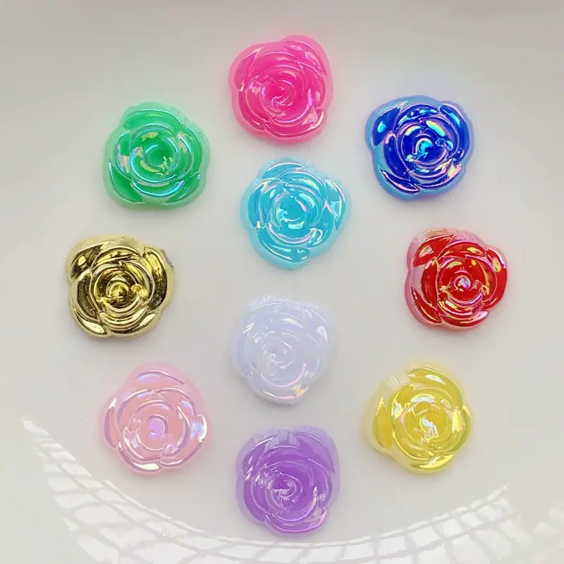 

40pcs14mm Flat back resin multi-color flowers wedding home decoration, hairpin scrapbook DIY handicrafts decorative accessories