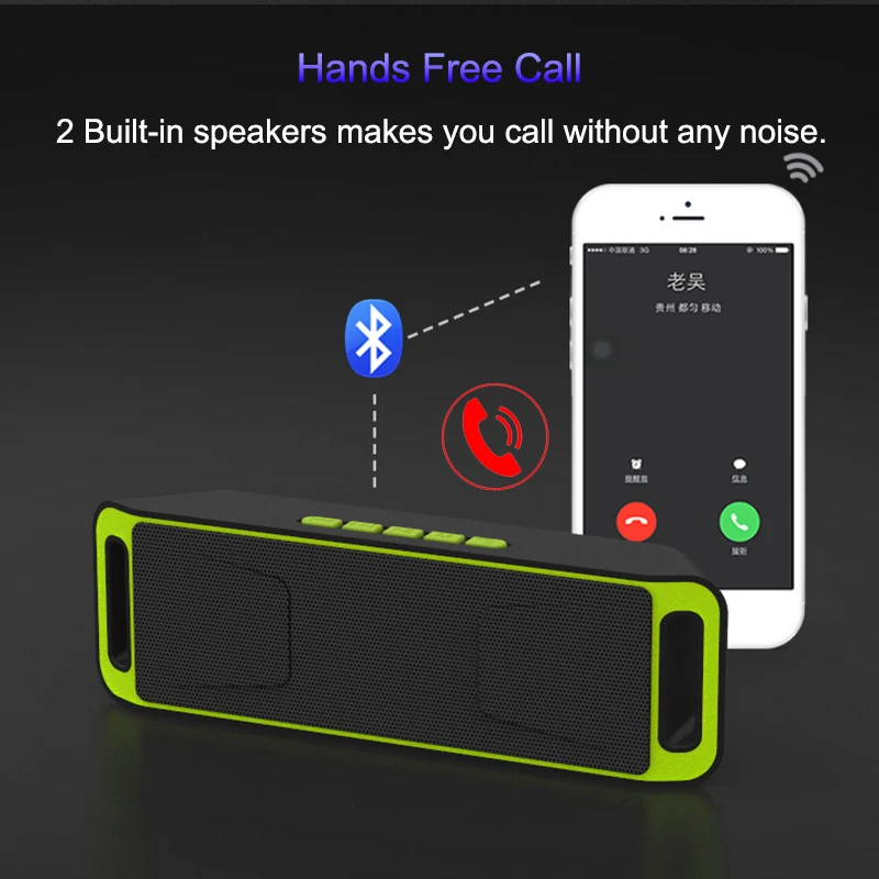 Портативный Bluetooth динамик беспроводной стереозвук с басами сабвуфер Hansfree Call AUX TF