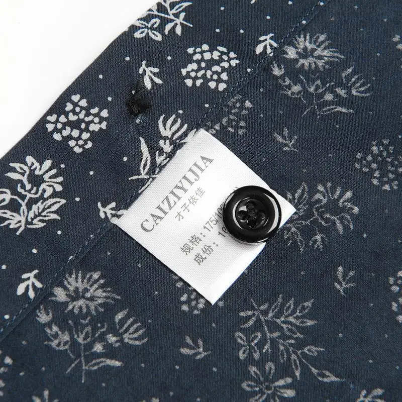 

Men's Fashion Floral Printed Long Sleeve Cotton Shirts Comfortable Standard-fit Button-down Thin Casual Blouse Tops Shirt