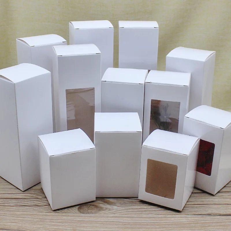 

20pcs newest Mutli size retangular gifts bottle boxes 6x6x8/10/14/18/16/20cm paperPackage box white home party suppiles box
