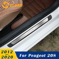 car door sill scuff plate protcover cover for peugeot 208 accessories threshold pedal exterior car styling parts 2012 2020