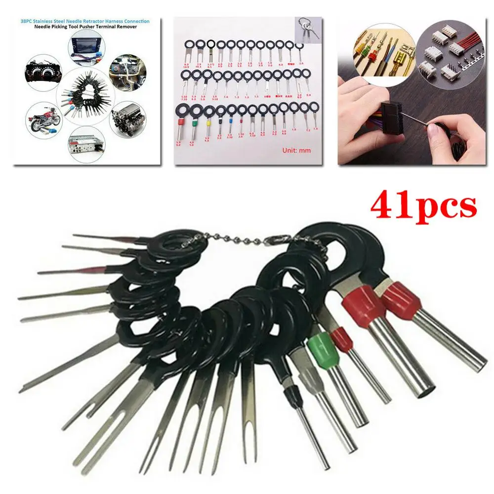 

41Pcs Car Terminal Removal Kit Wiring Crimp Connector Pin Extractor Puller Automotive Terminal Repair Professional Tools