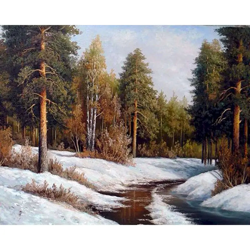 

SELILALI Painting By Numbers Kits For Adults Snow Forest Landscape Picture By Number 60x75cm Framed Diy Gift Home Wall Crafts