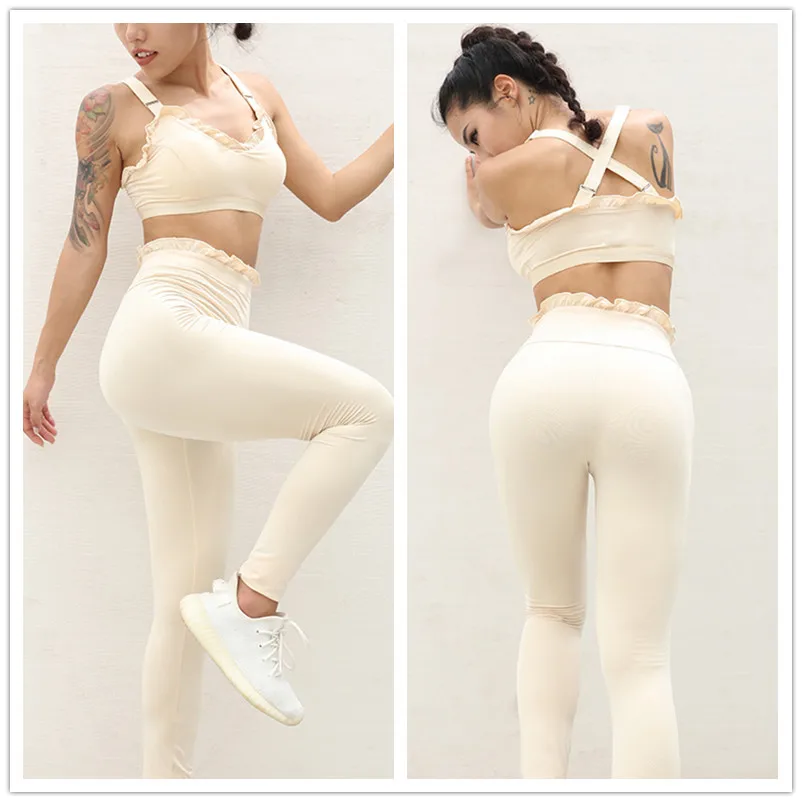 Комплект из 2 предметов комплект для йоги с рюшами бюстгальтер перекрестными