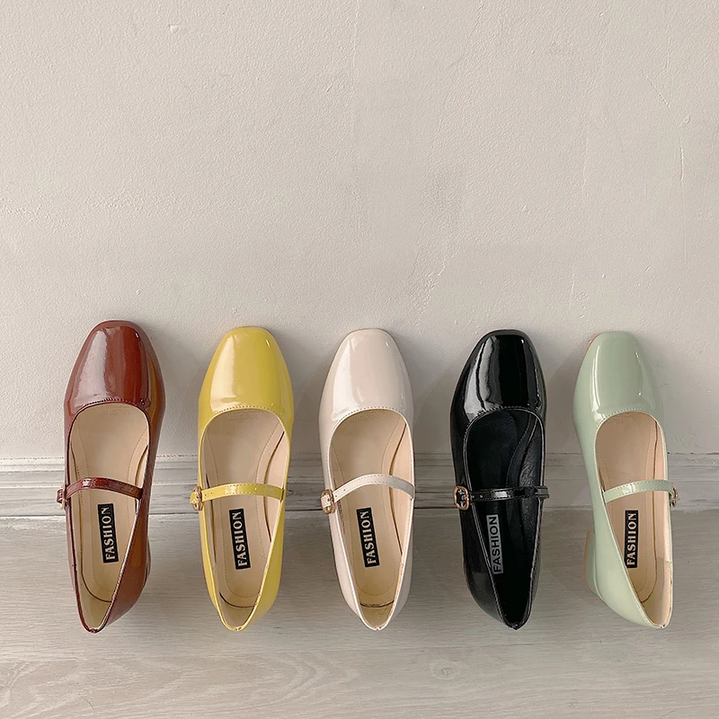 Туфли Мэри Джейн на высоком каблуке с юбкой и пряжкой кожаные туфли в стиле ретро