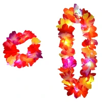 10pack women girls led light up hawaii flower leis garland hula luau glow head wreath necklace set party navidad christmas 2022