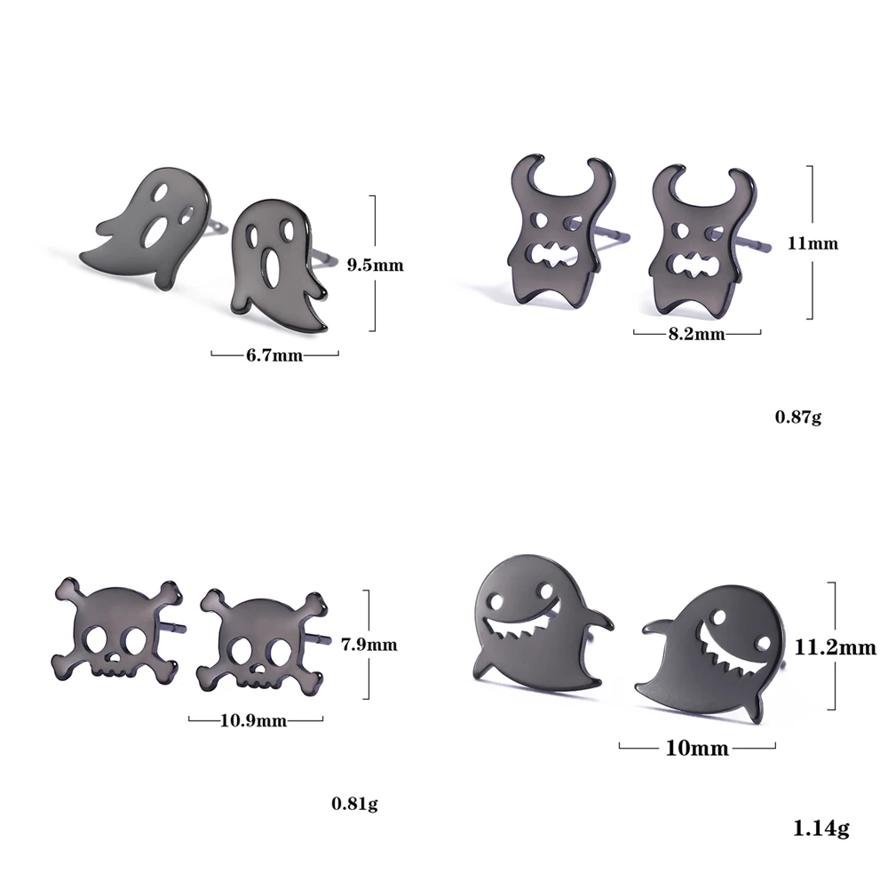 Fishhook Хэллоуин ужас призрак череп 4 пары нержавеющая сталь Золотая