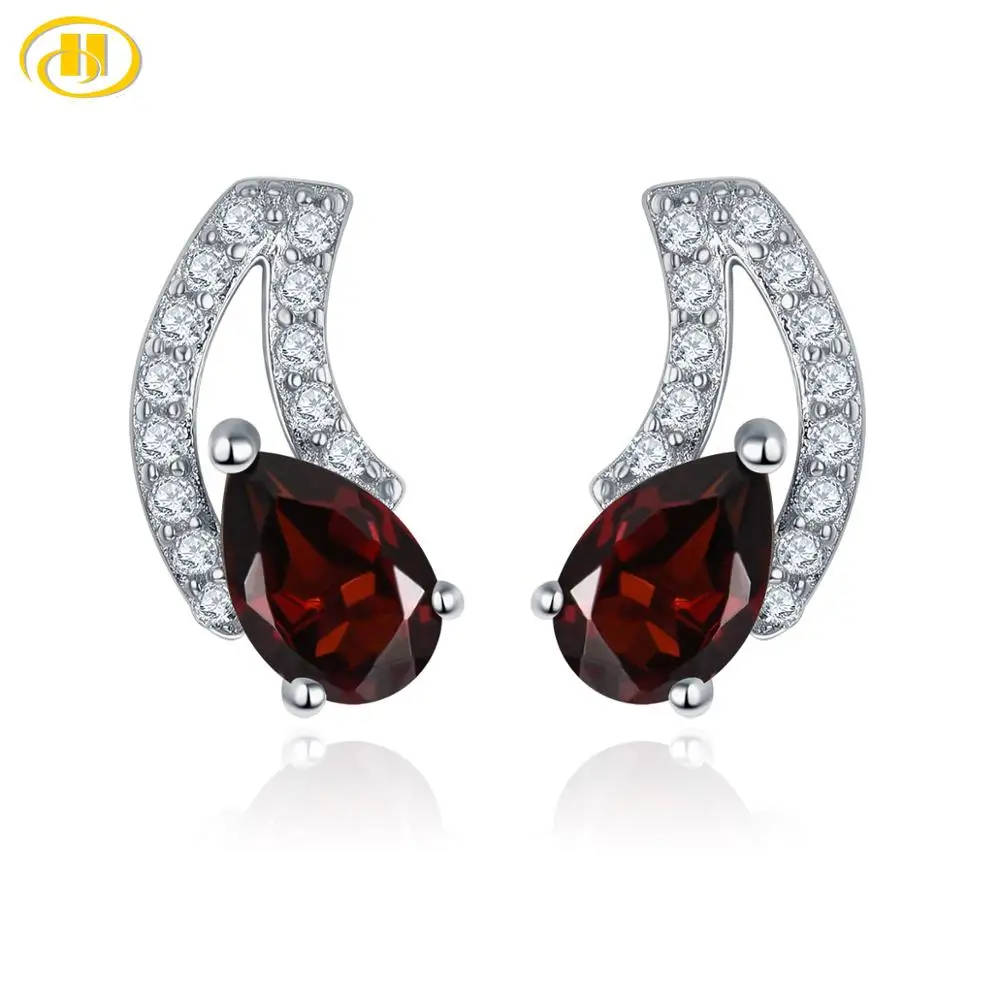 Hutang Garnet женские серьги-гвоздики натуральный рубин Твердые стерлингового серебра 925 пробы изящные элегантные классические ювелирные изделия Новое поступление - Цвет камня: Garnet