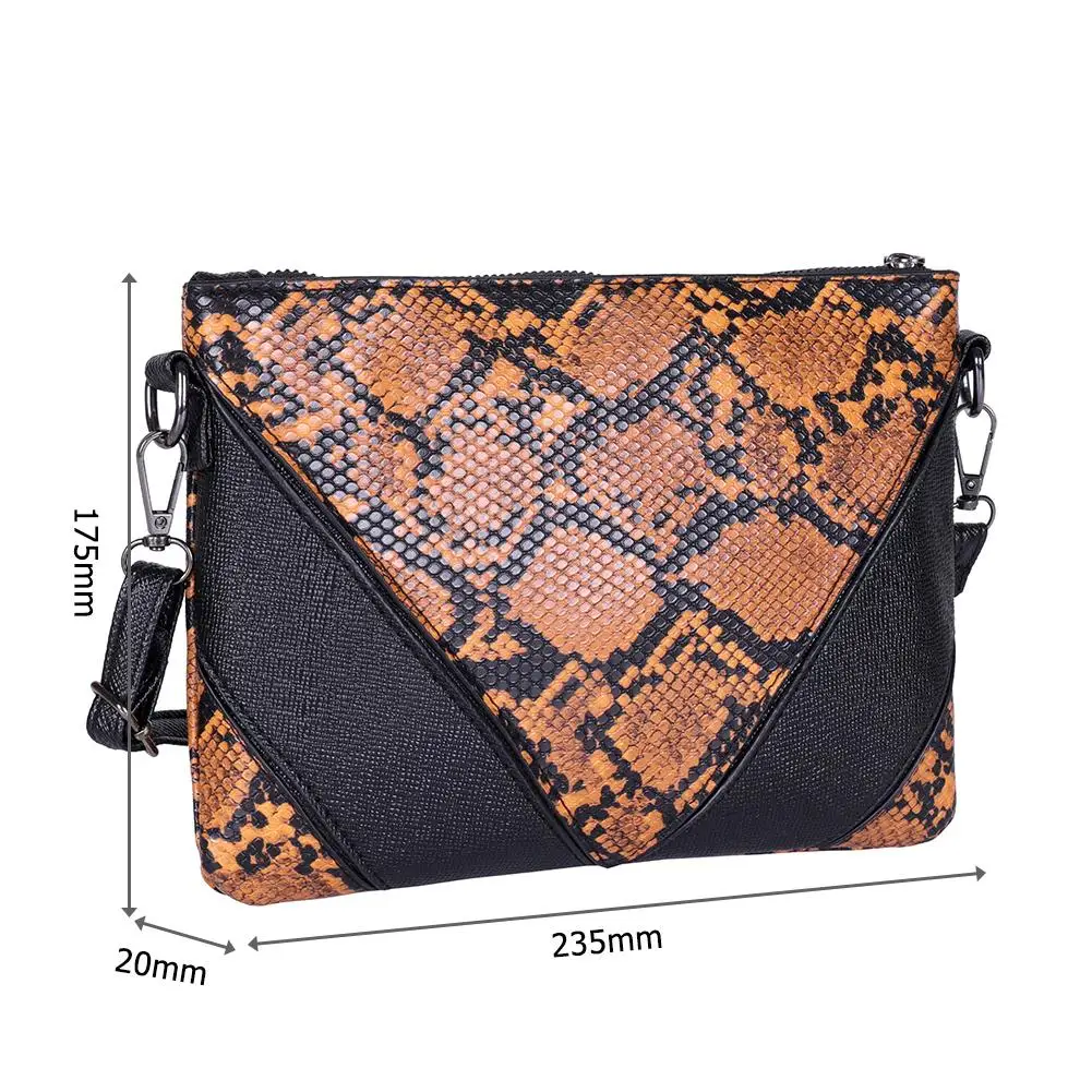 

Hit Color Snake Printing Handbag PU Leather Zipper Splicing Crossbody Bags Women Square Travel Shoulder Messenger Bags