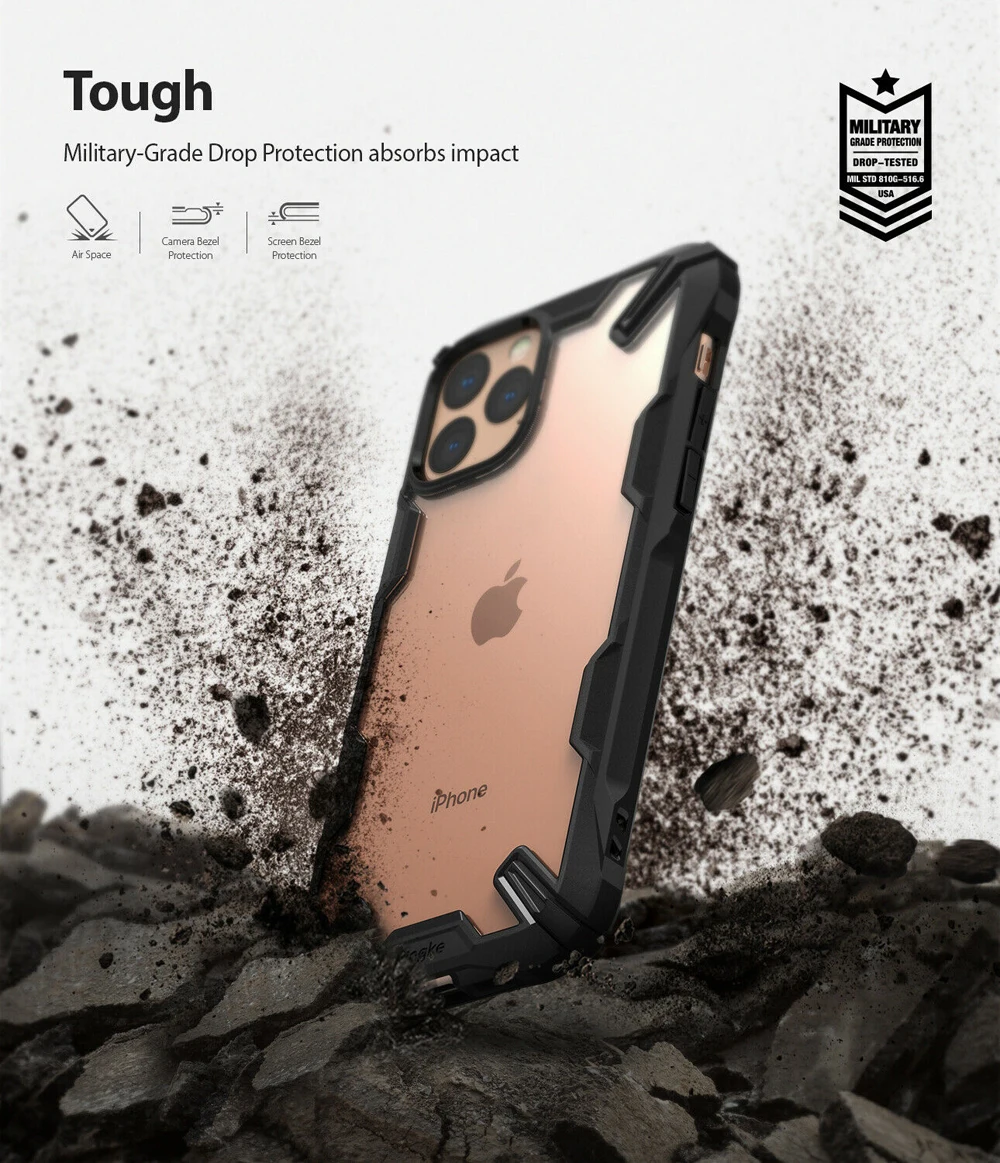 Чехол Ringke Fusion X для iPhone 11 Pro Max, сверхпрочный, амортизирующий, прозрачный, жесткий, из поликарбоната, мягкий, с рамкой из ТПУ, гибридный