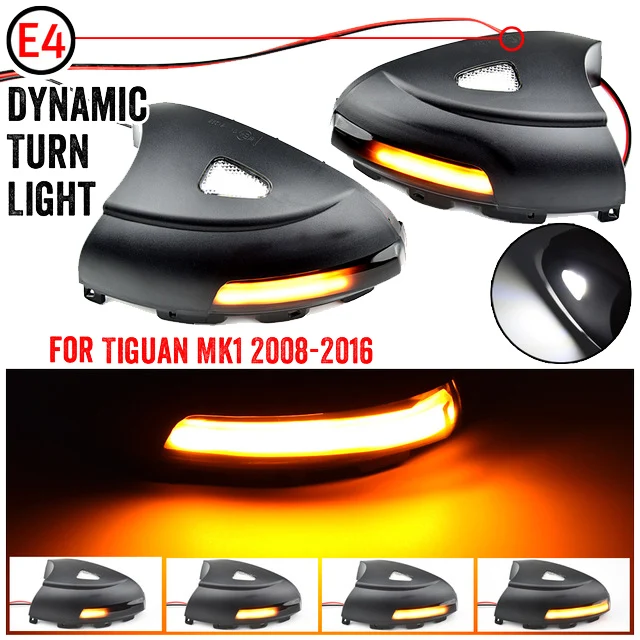 

Car Dynamic LED Side Rearview Light Turn Signal Light Indicator Blinker Puddle Light for Tiguan MK1 2008-2016
