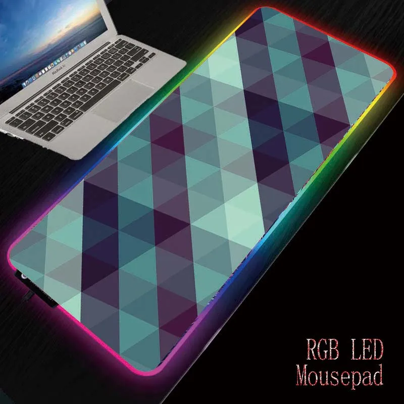 

MRGBEST Triangle Texture RGB Soft Large Gaming Mouse Pad Glowing Led Extended Mousepad Non-Slip Base Computer Keyboard Pad Mat