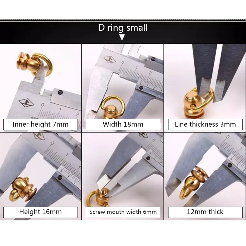 

4pcs Brass R Ivet and Studs for Designer Leather Crafts, with D-Ring and Triangle Pattern, with Swivel Tips DIY Leather
