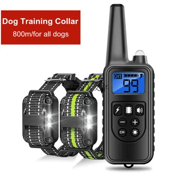 800m Electric Dog Training Collar Waterproof Rechargeable Remote Control Pet with LCD Display for All Size Shock Vibration Sound 1