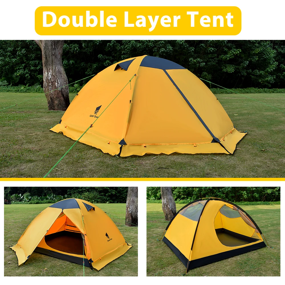 Verkauf GeerTop Camping Zelt 3 Person 4 Saison Durable Ultraleicht Wasserdichte Doppel Schicht Zelte Outdoor Wandern Klettern Reisen Tourismus
