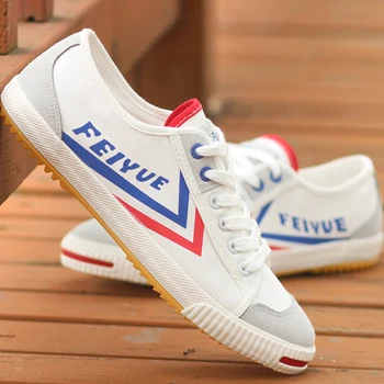Feiyue/обувь; дышащая парусиновая обувь на плоской подошве; кроссовки для тхэквондо; женская и Мужская Спортивная обувь; обувь для ходьбы, боевых искусств, кунг-фу, скейтбординга - Цвет: White red 37
