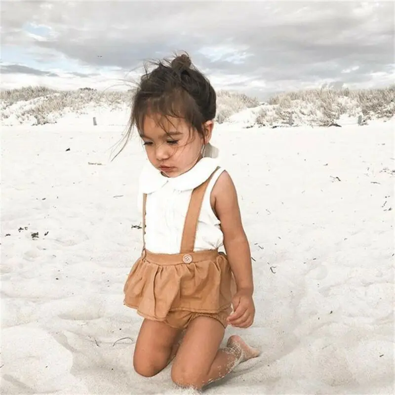 Милый детский летний костюм для маленьких девочек рубашка с рюшами Топы + шорты