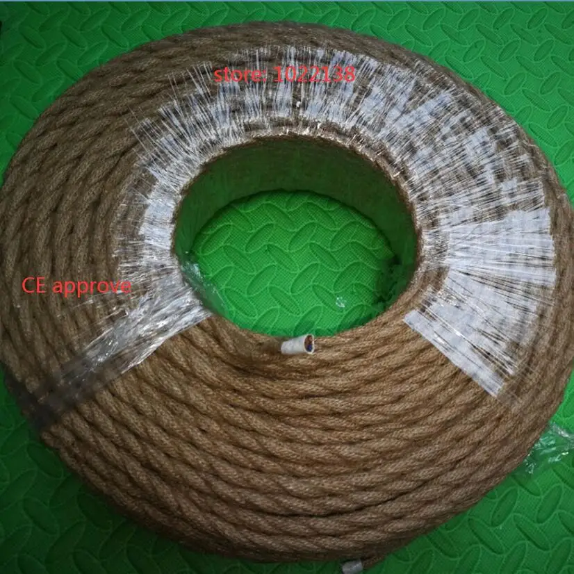 

2 Core 3 Core Twisted Cable Hemp Rope Electrical Wire Retro Style Copper Vintage Lamp Cord Woven Textile Wire Pendant Light Cord