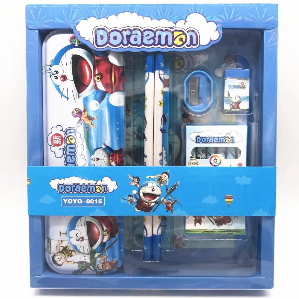 12 шт./компл. Kawaii нижнее белье в стиле миньонов трусы с принтом «Doraemon» карандаши с ластиком пенал для карандашей с рисунком из мультфильма Аниме Crayon точилка для детей, подарок на день рождения, школьные принадлежности