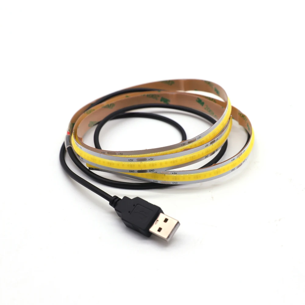 ZZEL ZYEL DC5V 0,5 м 6 Вт 1 м 12 Вт USB COB светодиодный светильник с гибкой полоской для ТВ фона 300 светодиодный S/M с проводами 1 м USB кабель питания