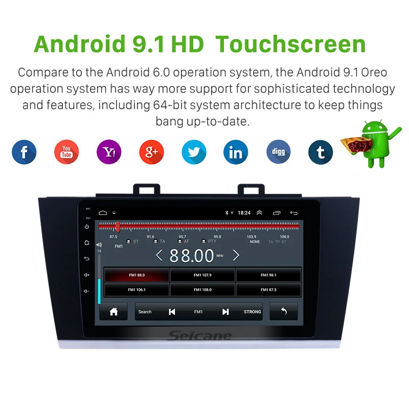 Автомобильный мультимедийный плеер Seicane 9 дюймов Android 1 GPS для Subaru Legacy 2015 2016 2017 2018