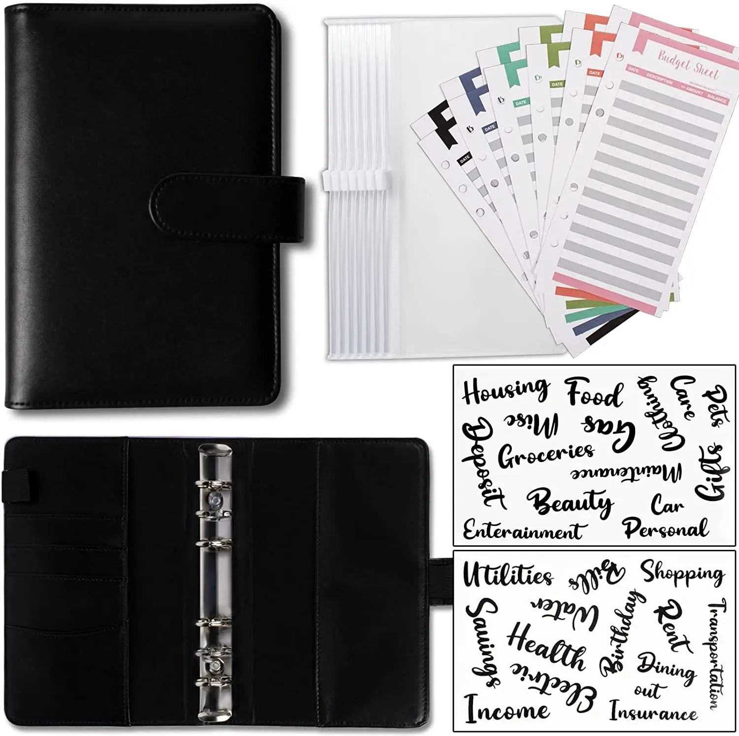 

Leather Notebook Binder Budget Planner 6 Ring Binder Cover 8 Binder Pockets Cash Budget 12 Pieces Of Expense Budget Sheet 26 Typ