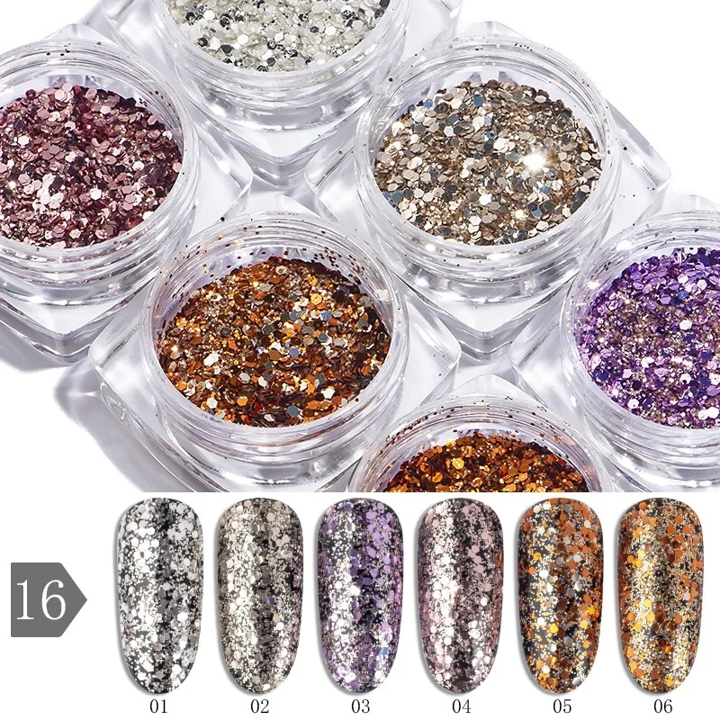 6 шт./компл. красочные свободные порошок ярко-розовый маленький лазерный Красивая