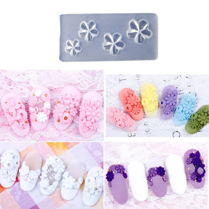 

9 Pcs Five Petals Flower Ornaments Epoxy Resin Mold Nail Art Decorations Silicone Mould DIY Crafts Jewelry Casting Tools
