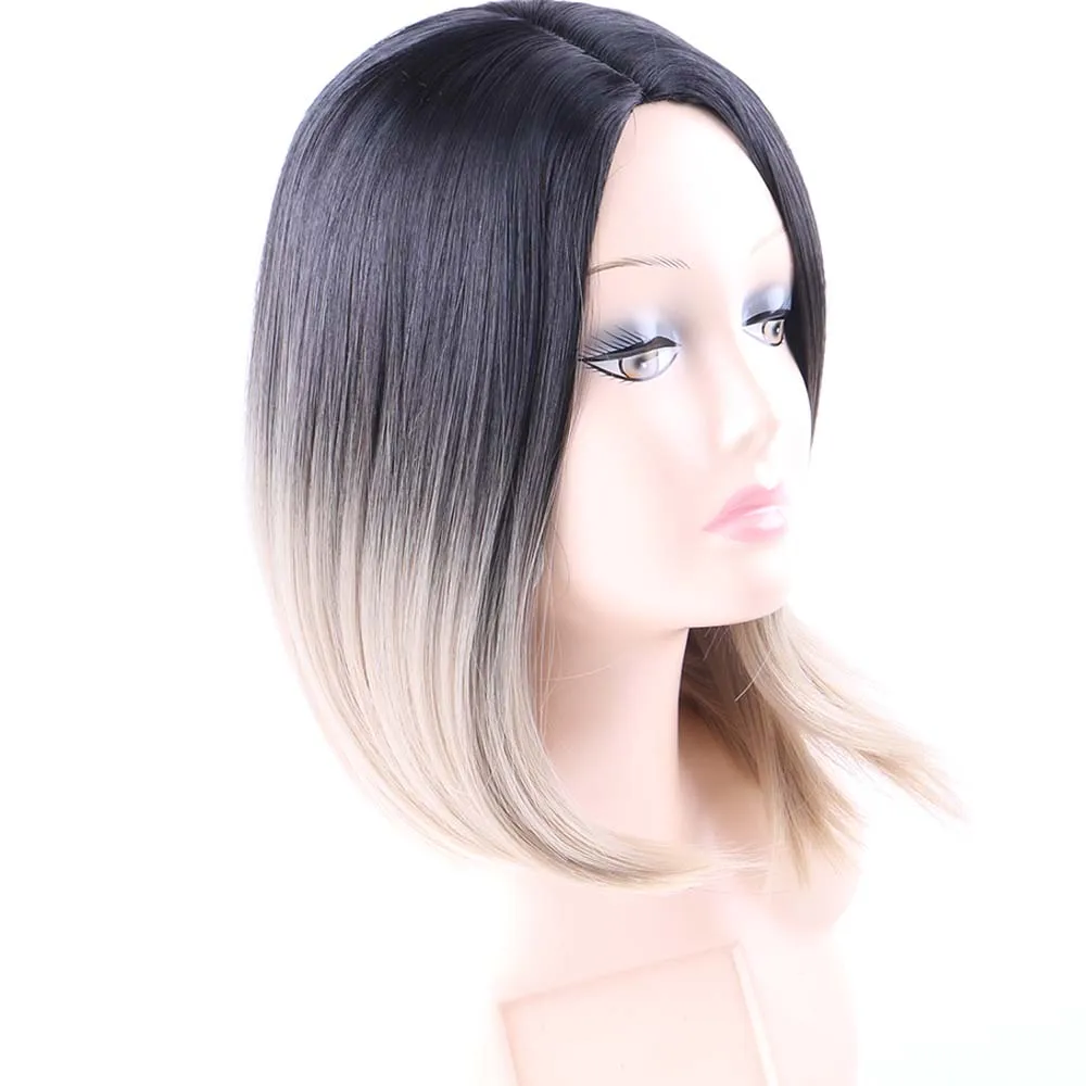 Синтетический парик с эффектом омбре короткие прямые волосы косплей Боб парики