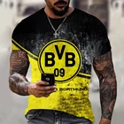 Летняя мужская футболка Bvb Dortmund Club, летние мужские топы, одежда 3D, уличная мода в стиле хип-хоп с круглым вырезом, повседневные большие размеры для мужчин и женщин