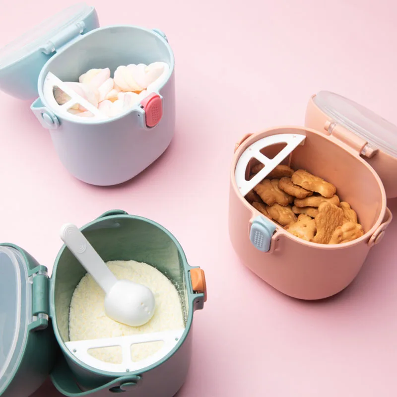 Solid Color Baby Milk Powder Container With Spoon Portable Food Storage Newborn Toddler Snack Box Essentials | Мать и ребенок